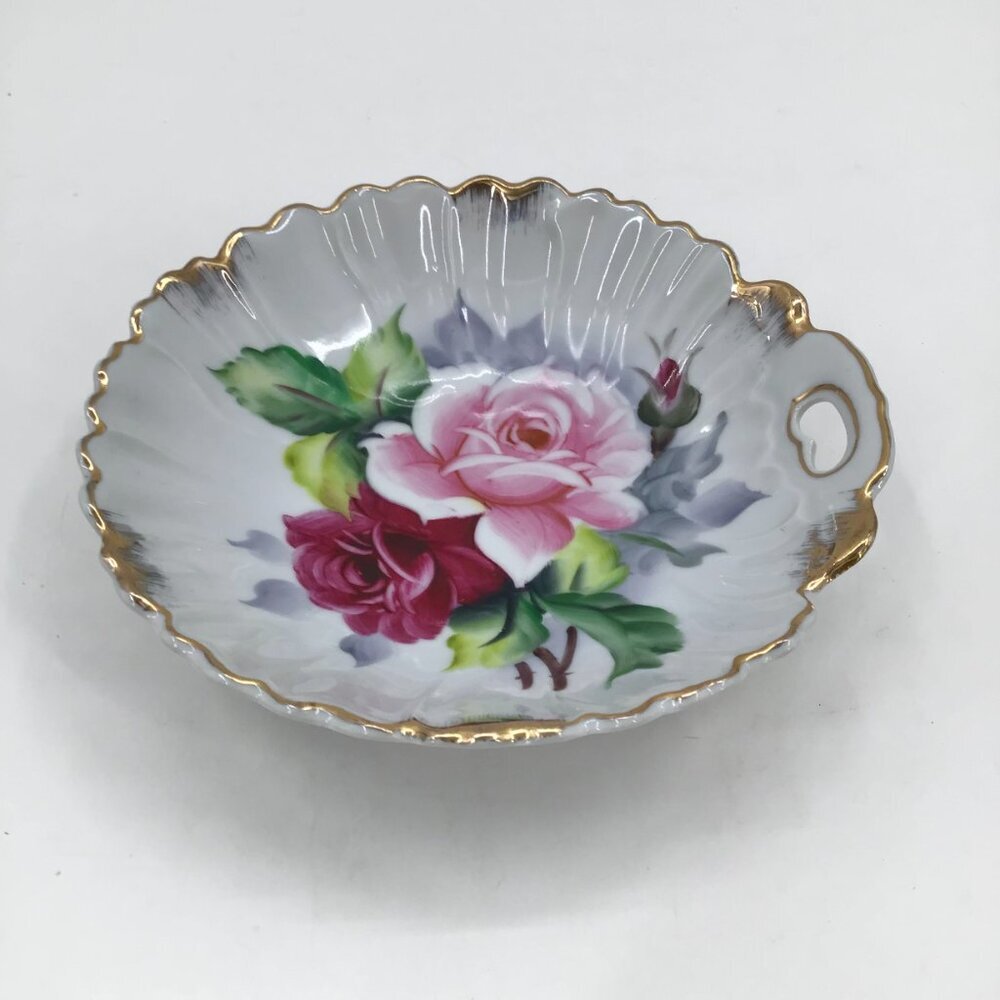 VTG Lefton Candy Dish Hand Painted Trinket Mid-Century Modern MCM Pink Red Gift - Picture 4 of 8